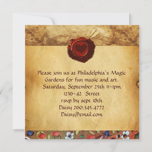 ANGEL HEART WAX SEAL PARCHMENT First Birthday Kaart (Achterkant)