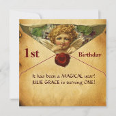 ANGEL HEART WAX SEAL PARCHMENT First Birthday Kaart (Voorkant)