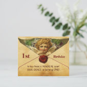 ANGEL HEART WAX SEAL PARCHMENT First Birthday Kaart (Staand voorkant)