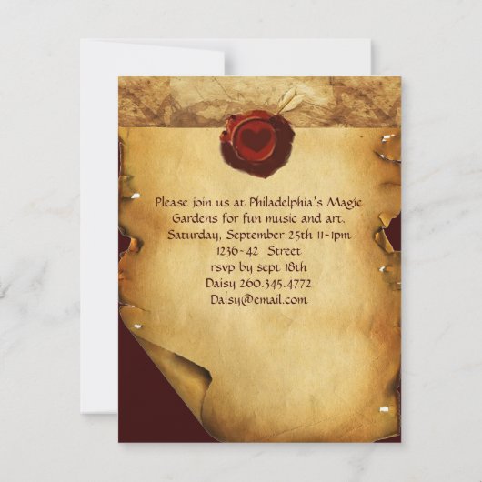 ANGEL HEART WAX SEAL PARCHMENT First Birthday Kaart (Achterkant)