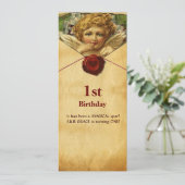 ANGEL HEART WAX SEAL PARCHMENT First Birthday Kaart (Staand voorkant)