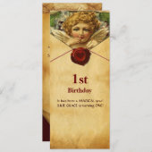 ANGEL HEART WAX SEAL PARCHMENT First Birthday Kaart (Voorkant / Achterkant)