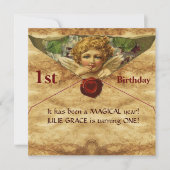 ANGEL HEART WAX SEAL PARCHMENT First Birthday Kaart (Voorkant)