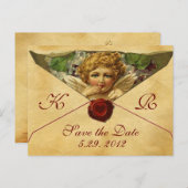 ANGEL HEART WAX SEAL PARCHMENT Monogram Aankondigingskaart (Voorkant / Achterkant)
