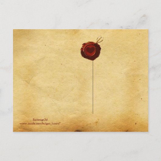 ANGEL HEART WAX SEAL PARCHMENT Monogram Aankondigingskaart (Achterkant)