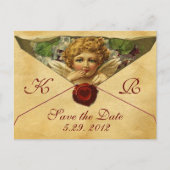 ANGEL HEART WAX SEAL PARCHMENT Monogram Aankondigingskaart (Voorkant)