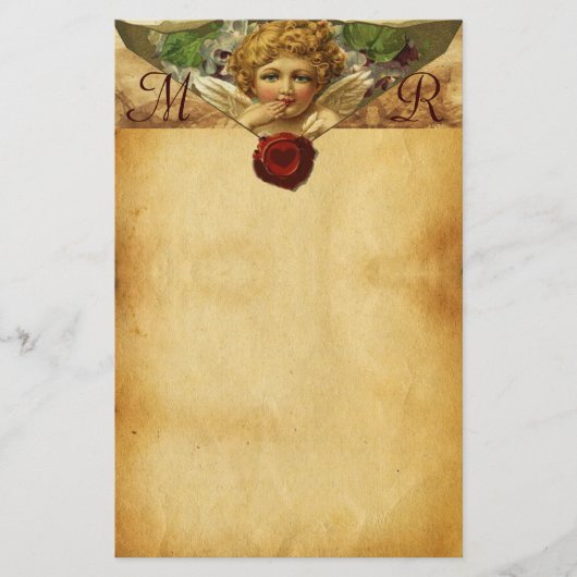 ANGEL HEART WAX SEAL PARCHMENT Monogram Briefpapier (Voorkant)