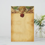ANGEL HEART WAX SEAL PARCHMENT Monogram Briefpapier (Staand voorkant)