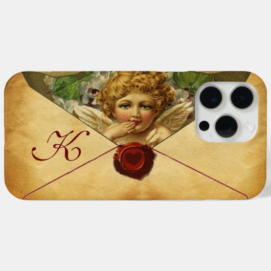 ANGEL HEART WAX SEAL PARCHMENT Monogram Case-Mate iPhone Case (Achterkant (horizontaal))
