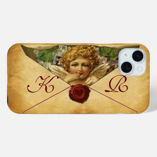 ANGEL HEART WAX SEAL PARCHMENT Monogram Case-Mate iPhone Case (Achterkant (horizontaal))