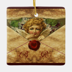 ANGEL HEART WAX SEAL PARCHMENT Monogram Keramisch Ornament