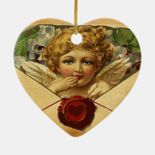 ANGEL HEART WAX SEAL PARCHMENT Monogram Keramisch Ornament