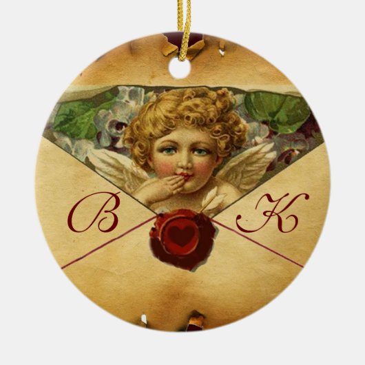 ANGEL HEART WAX SEAL PARCHMENT Monogram Keramisch Ornament (Voorkant)