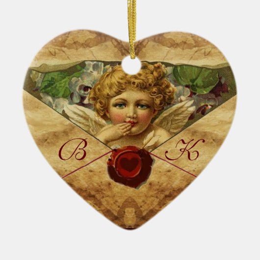 ANGEL HEART WAX SEAL PARCHMENT Monogram Keramisch Ornament (Voorkant)