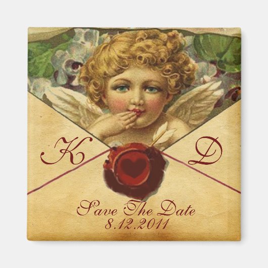 ANGEL HEART WAX SEAL PARCHMENT Monogram Magneet (Voorkant)
