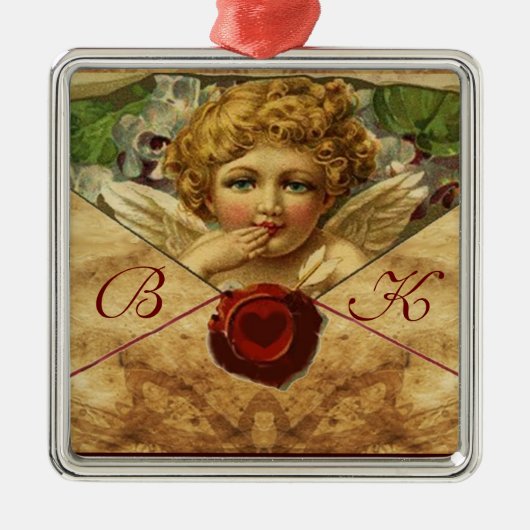 ANGEL HEART WAX SEAL PARCHMENT Monogram Metalen Ornament (Voorkant)