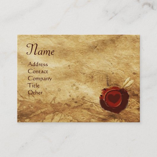 ANGEL HEART WAX SEAL PARCHMENT Monogram Visitekaartje (Voorkant)
