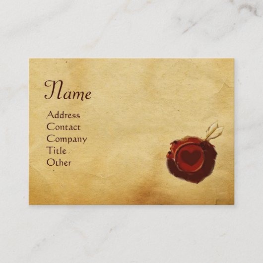ANGEL HEART WAX SEAL PARCHMENT Monogram Visitekaartje (Voorkant)