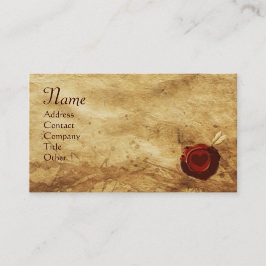 ANGEL HEART WAX SEAL PARCHMENT Monogram Visitekaartje (Voorkant)