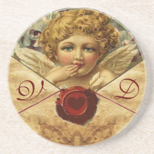 ANGEL HEART WAX SEAL PARCHMENT Monogram Zandsteen Onderzetter