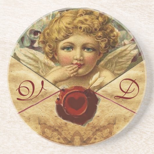ANGEL HEART WAX SEAL PARCHMENT Monogram Zandsteen Onderzetter (Voorkant)