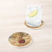 ANGEL HEART WAX SEAL PARCHMENT Monogram Zandsteen Onderzetter (Zijkant)