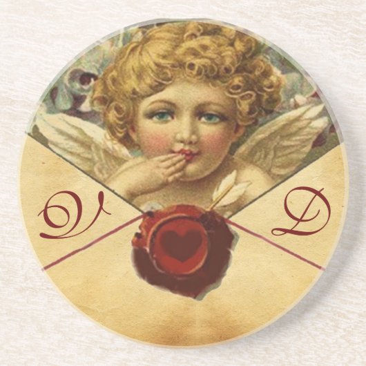 ANGEL HEART WAX SEAL PARCHMENT Monogram Zandsteen Onderzetter (Voorkant)
