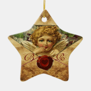 ANGEL HEART WAX SEAL PARCHMENT Star Monogram Keramisch Ornament