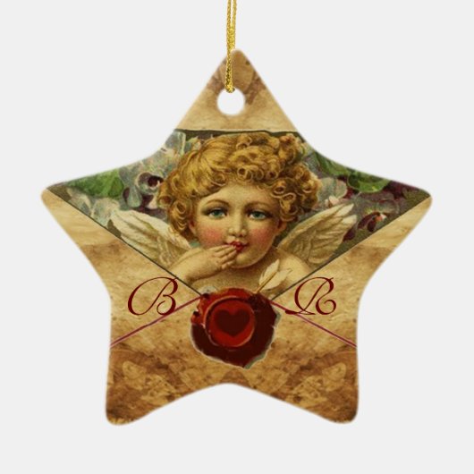 ANGEL HEART WAX SEAL PARCHMENT Star Monogram Keramisch Ornament (Voorkant)