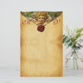 ANGEL HEART WAX SEAL PARCHMENT Valentijn Monogram Briefpapier (Staand voorkant)