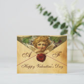 ANGEL HEART WAX SEAL PARCHMENT VALENTIJN Monogram Feestdagenkaart (Staand voorkant)