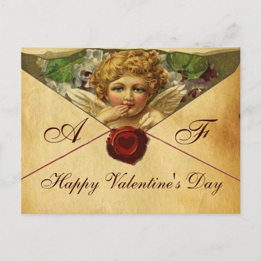 ANGEL HEART WAX SEAL PARCHMENT VALENTIJN Monogram Feestdagenkaart (Voorkant)