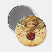 ANGEL HEART WAX SEAL PARCHMENT Valentijn Monogram Magneet (Voorkant / Achterkant)