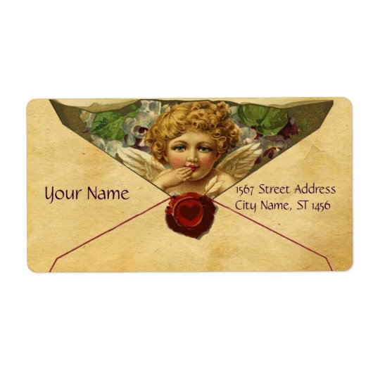 ANGEL HEART WAX SEAL PARCHMENT VALENTIJNSDAG ETIKET (Voorkant)