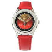 ANGEL HEART WAX SEAL RED RUBY GEMSTONE MONOGRAM HORLOGE (Voorkant)