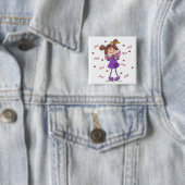Angel Hearts Vierkante Button 5,1 Cm (In situ)