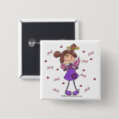 Angel Hearts Vierkante Button 5,1 Cm (Voorkant /achterkant)
