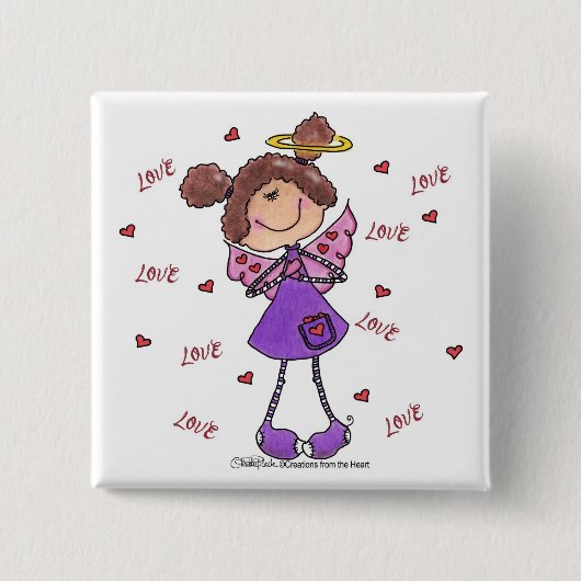 Angel Hearts Vierkante Button 5,1 Cm (Voorkant)
