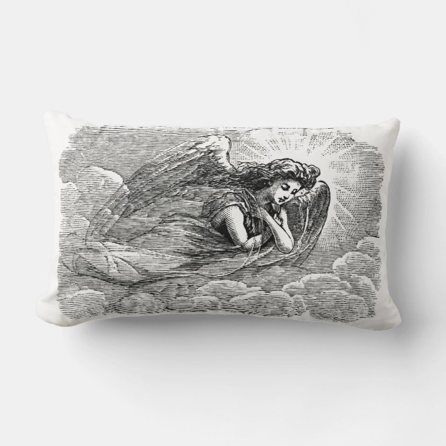 Angel Heavenly Monochrome Angelic Retro Kussen (Voorkant)
