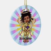 Angel Holding Bear Keramisch Ornament (Rechts)