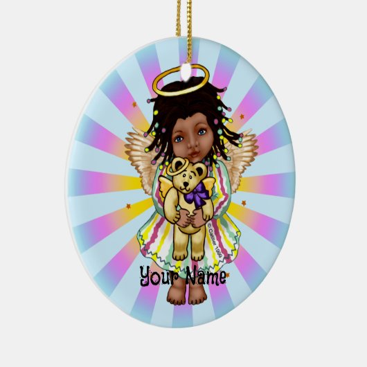 Angel Holding Bear Keramisch Ornament (Rechts)