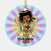 Angel Holding Bear Keramisch Ornament (Voorkant)