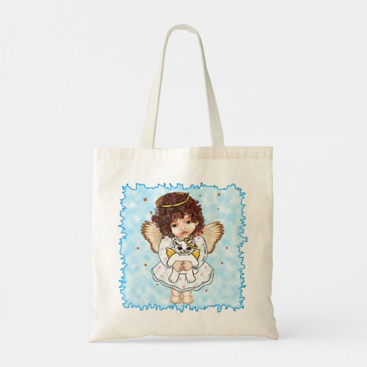 Angel Holding Cat Canvas tas (Achterkant)