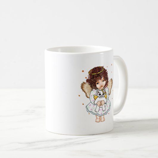 Angel Holding Cat Koffiemok (Voorkant rechts)