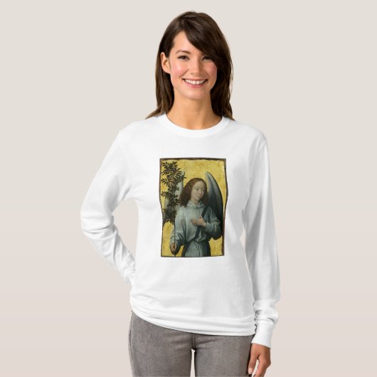 Angel Holding een Olijfbijkantoor T-shirt (Voorkant volledig)