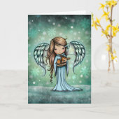 Angel holding Fawn Holiday Kerstmis Kaart (Gele Bloem)
