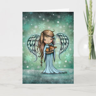 Angel holding Fawn Holiday Kerstmis Kaart