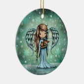 Angel holding Fawn Illustrated Art Keramisch Ornament (Rechts)