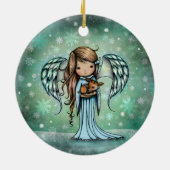 Angel holding Fawn Illustrated Art Keramisch Ornament (Achterkant)
