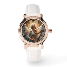 Angel Holding Harp Vrouw Horloge
